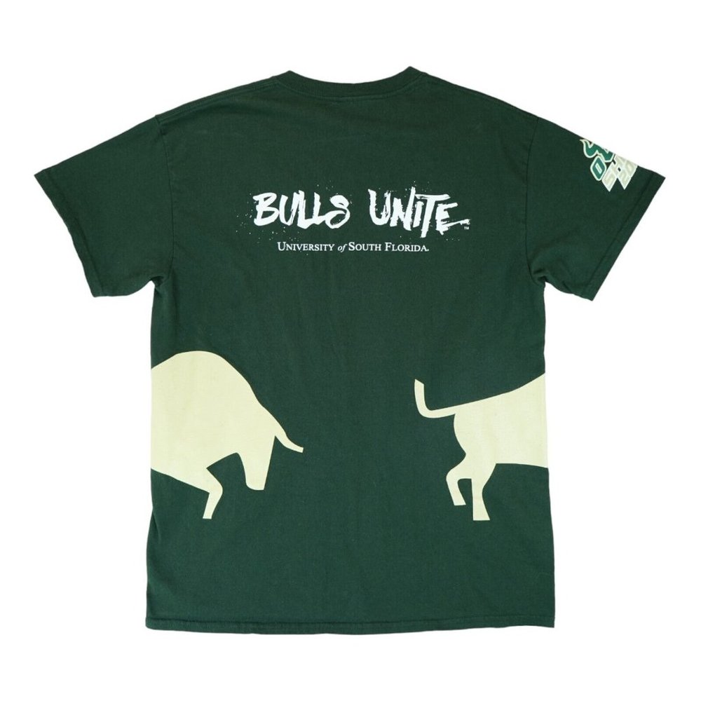 USF BULLS UNITE Wrap Around Graphic T Shirt South Florida Green AOP Men's Sz M